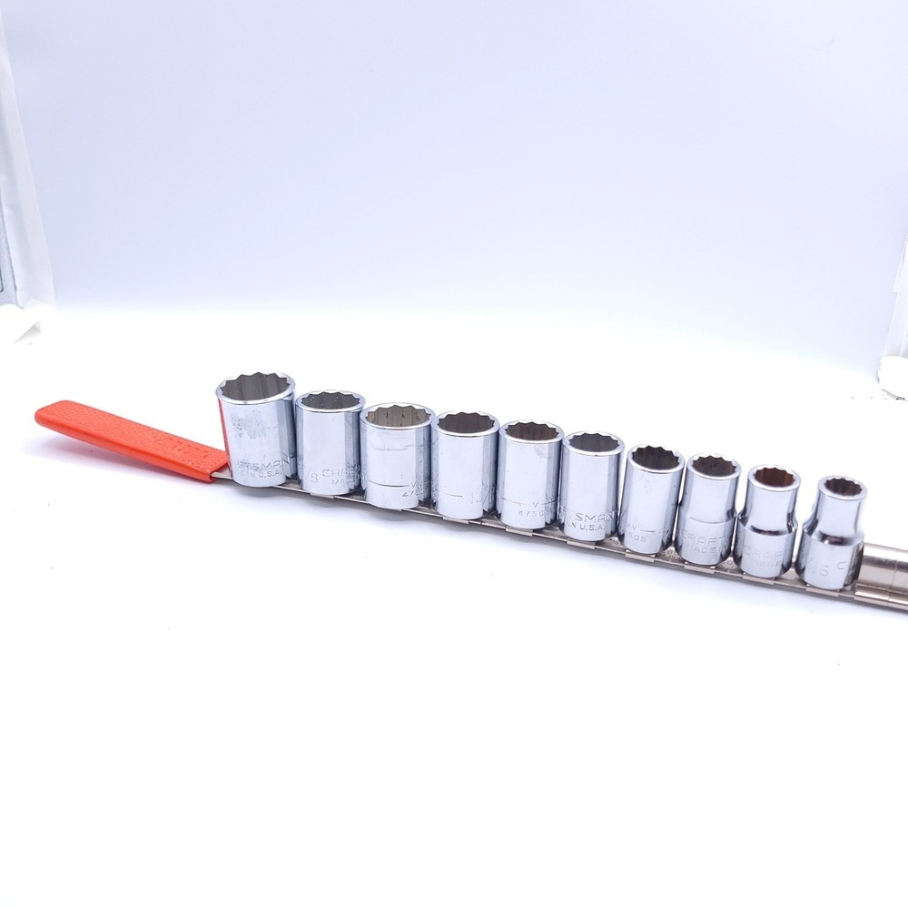 VTG 10 Pc Craftsman 1/2" Drive SAE 12 Pt Socket Set V VV Series 7/16" - 15/16"